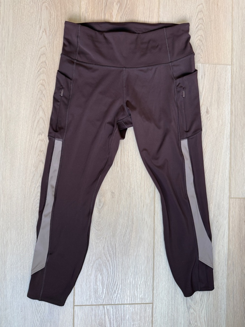 Athleta Ultimate Stash Craft Leggings, Toasted Brown Colorblock High Rise Size L